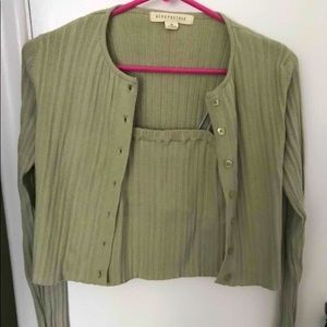 Aeropostale sage green tank and cardigan set